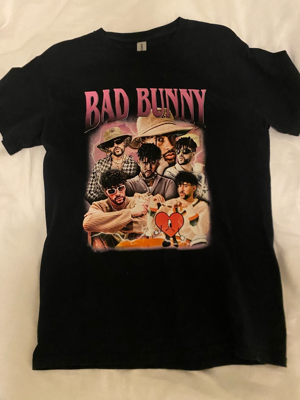 Bad Bunny Black Cotton T-Shirt Size M